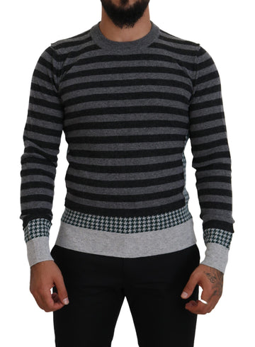 Black Gray Wool Logo Pullover Sweater