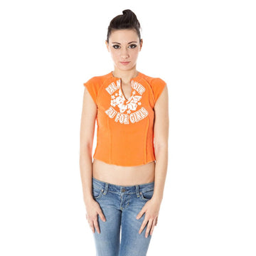 Orange Cotton Tops & T-Shirt
