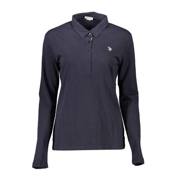 Blue Cotton Women Polo Shirt