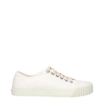 White Fabric Low Tops
