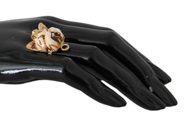 Gold Brass Resin Beige Dog Pet Accessory Ring