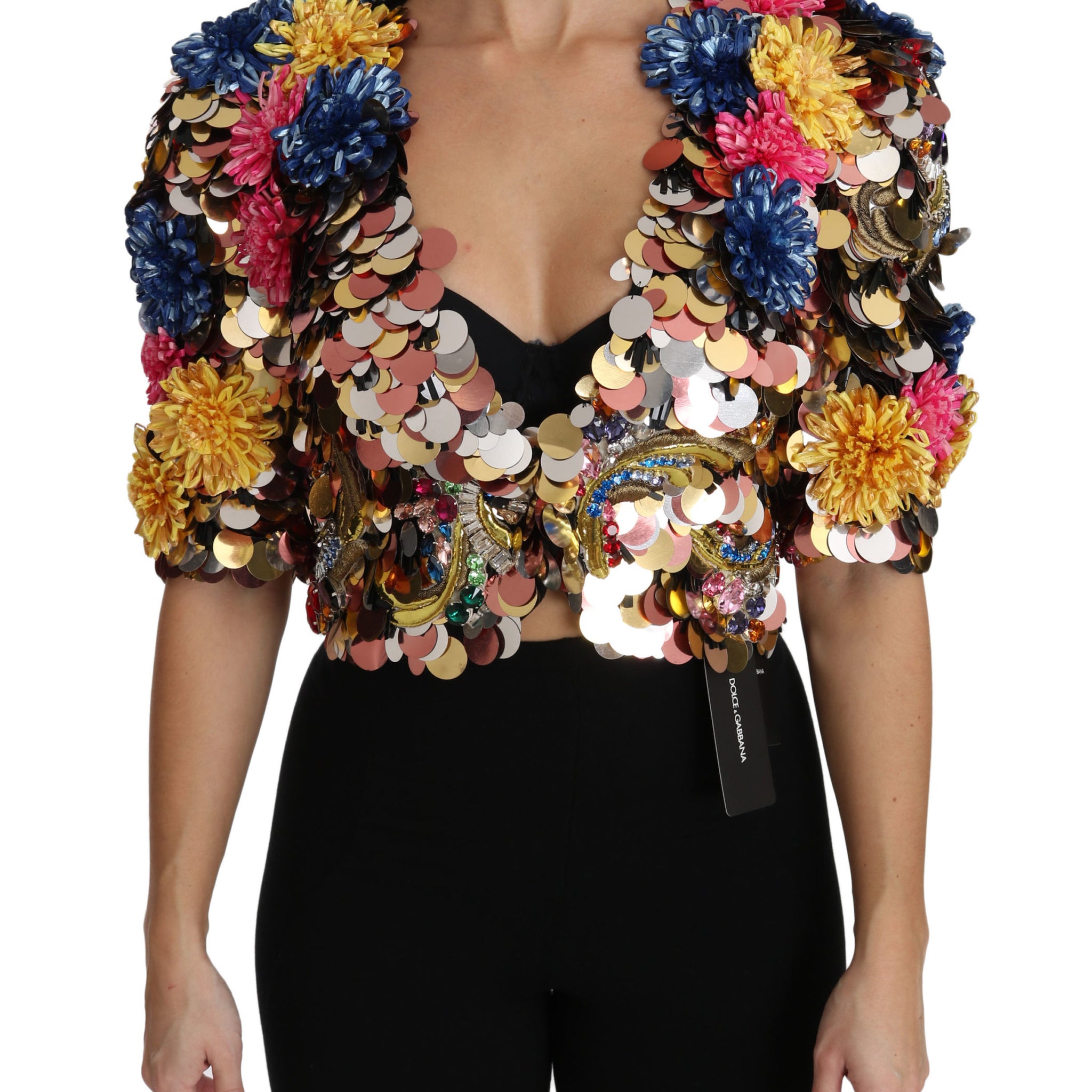 Crystal Sequined Floral Jacket Coat