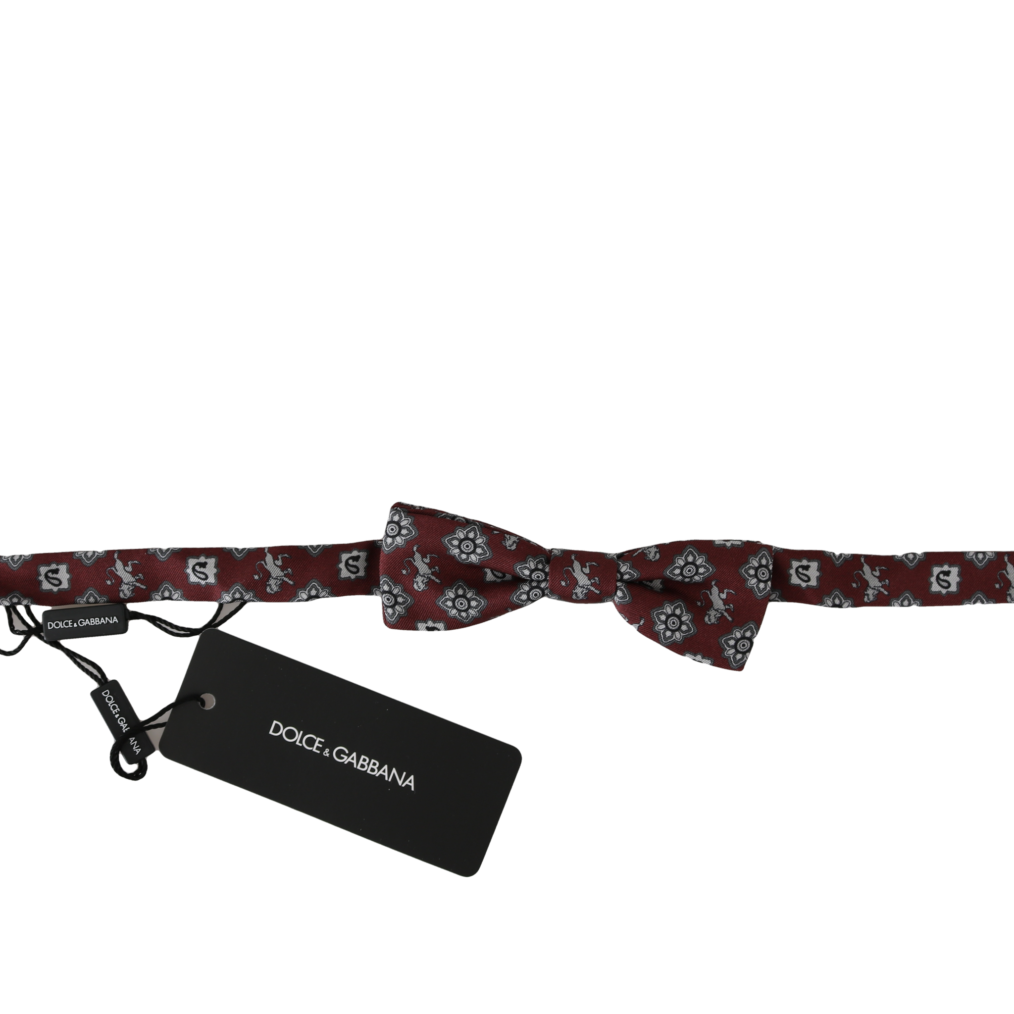 Men Bordeaux Maroon Lion Silk Adjustable Neck Bow Tie