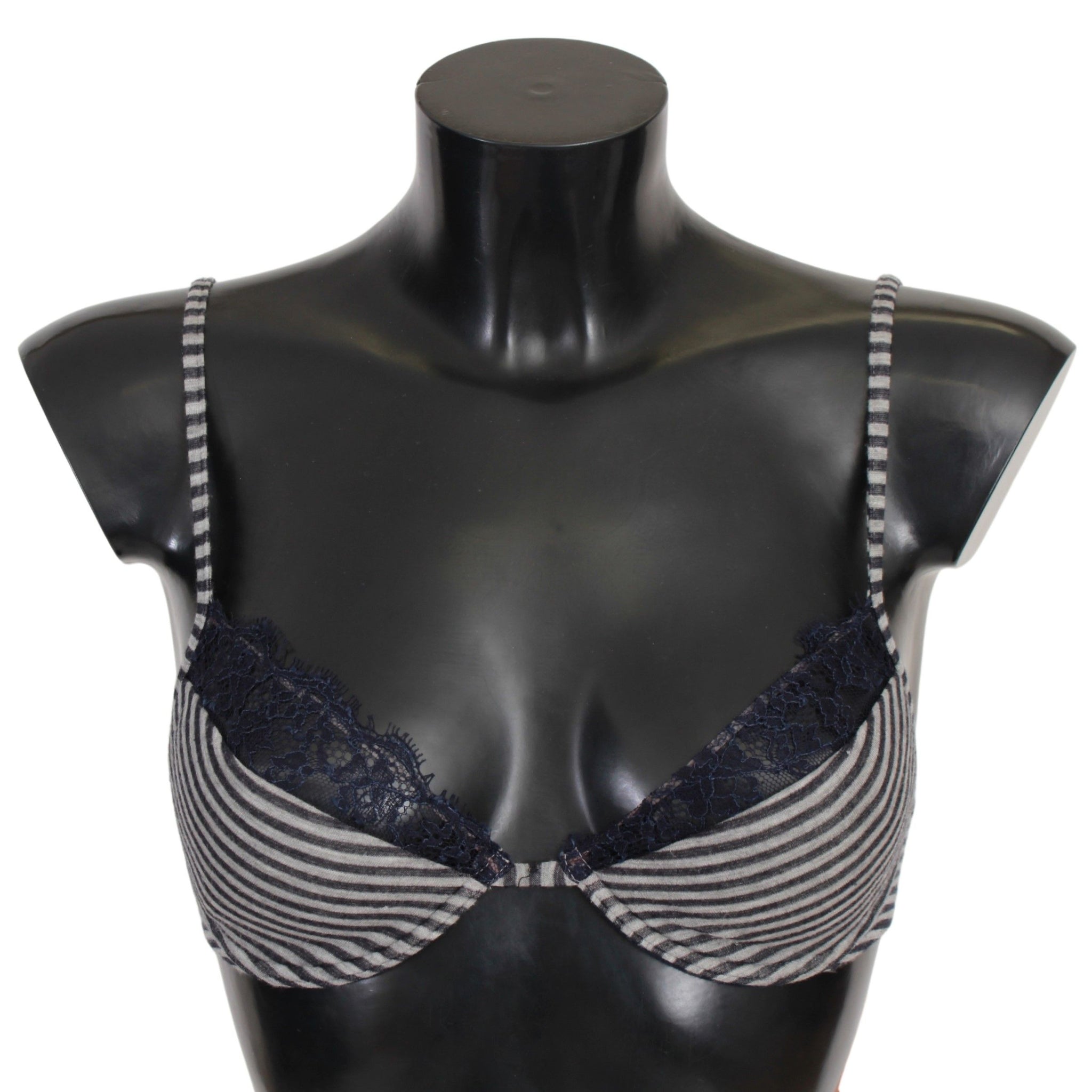 Blue Stripes Lace Reggiseno Bra Underwear