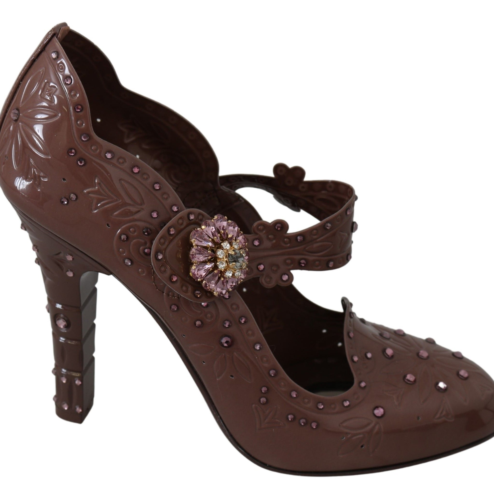 Brown Floral Crystal CINDERELLA Heels Shoes