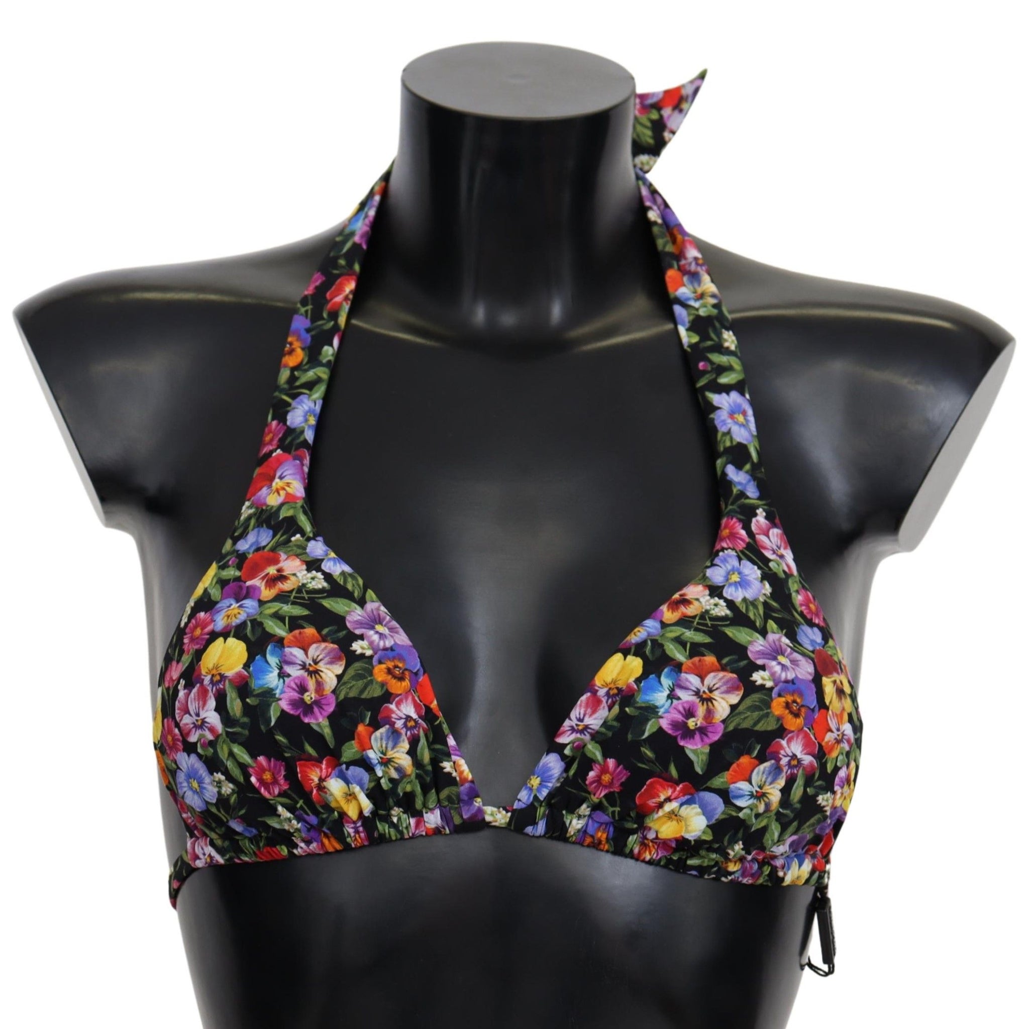 Black Floral Print Swimsuit Beachwear Bikini Tops