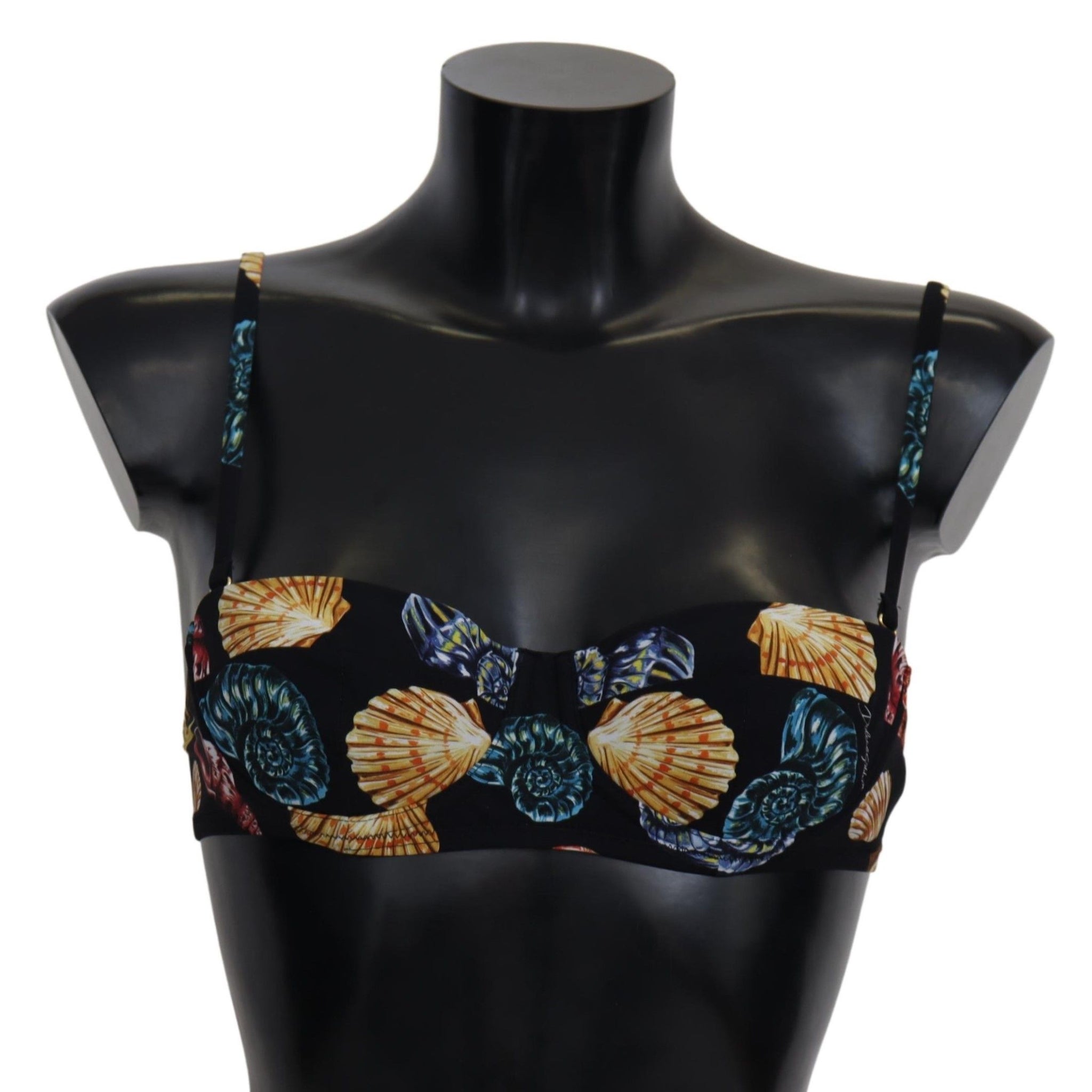 Black Seashells Print Women Swimwear Bikini Tops