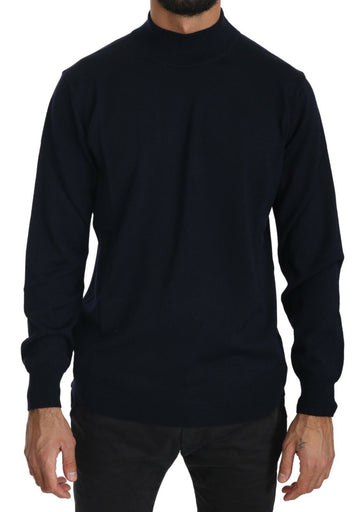 Dark Blue Crewneck Pullover 100% Wool Sweater