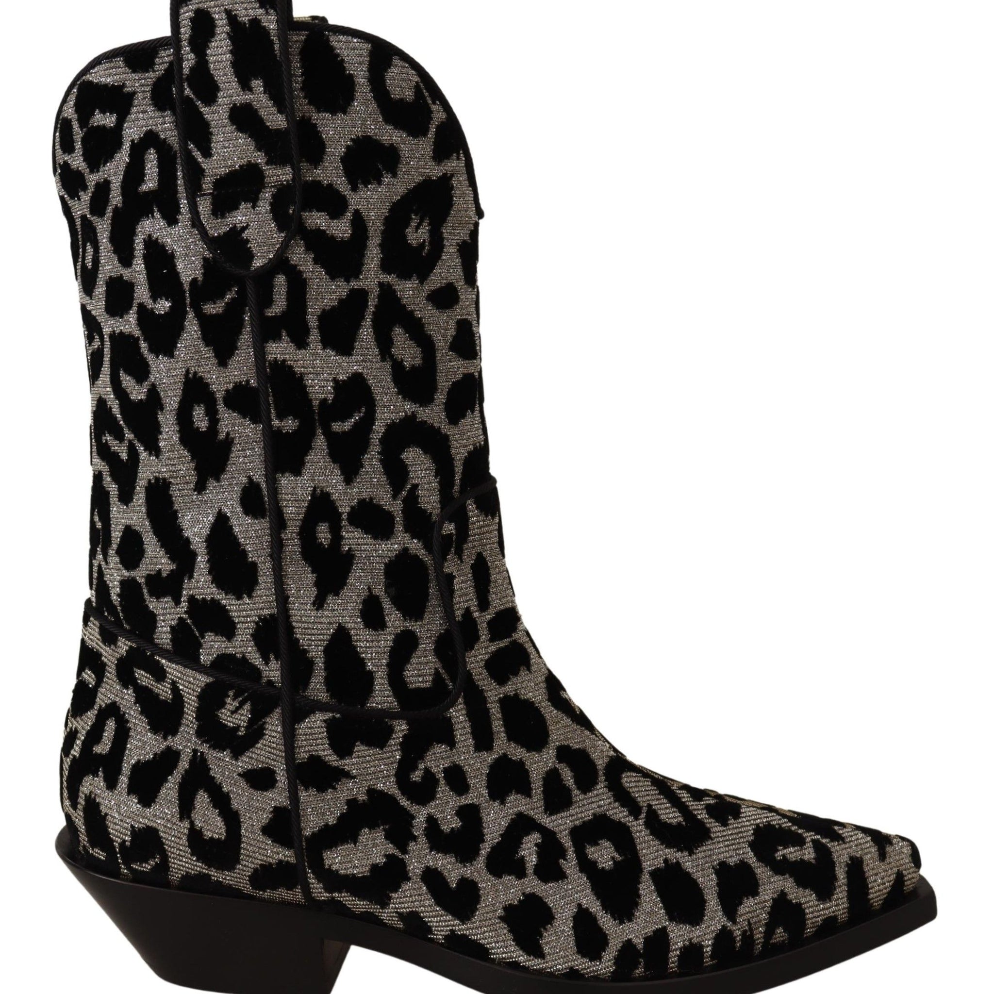 Gray Black Leopard Cowboy Boots Shoes