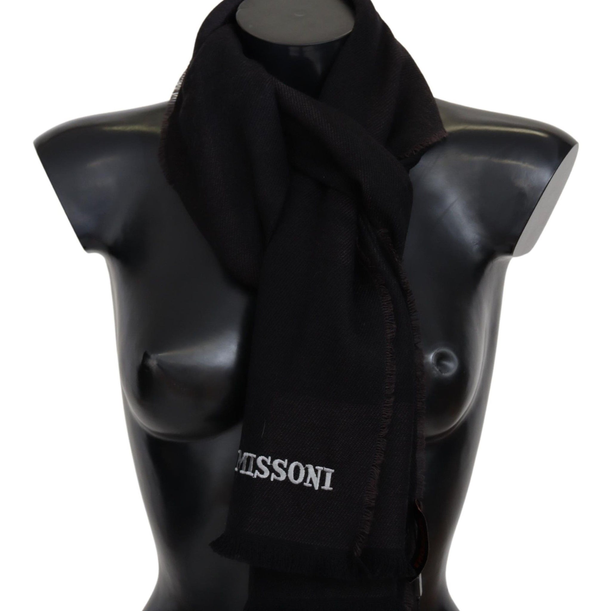 Black 100% Wool Unisex Neck Wrap Scarf