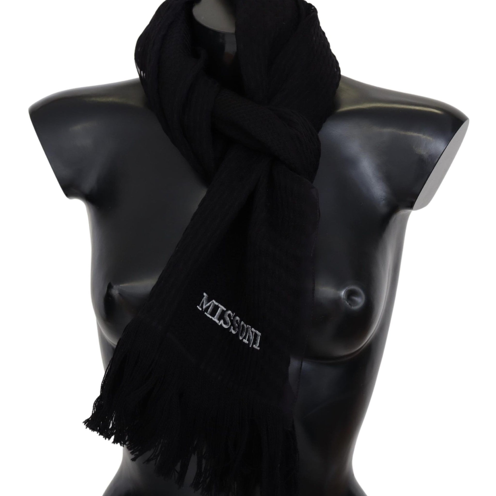Black Wool Unisex Neck Warmer Wrap Scarf