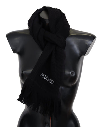 Black Wool Unisex Neck Warmer Wrap Scarf