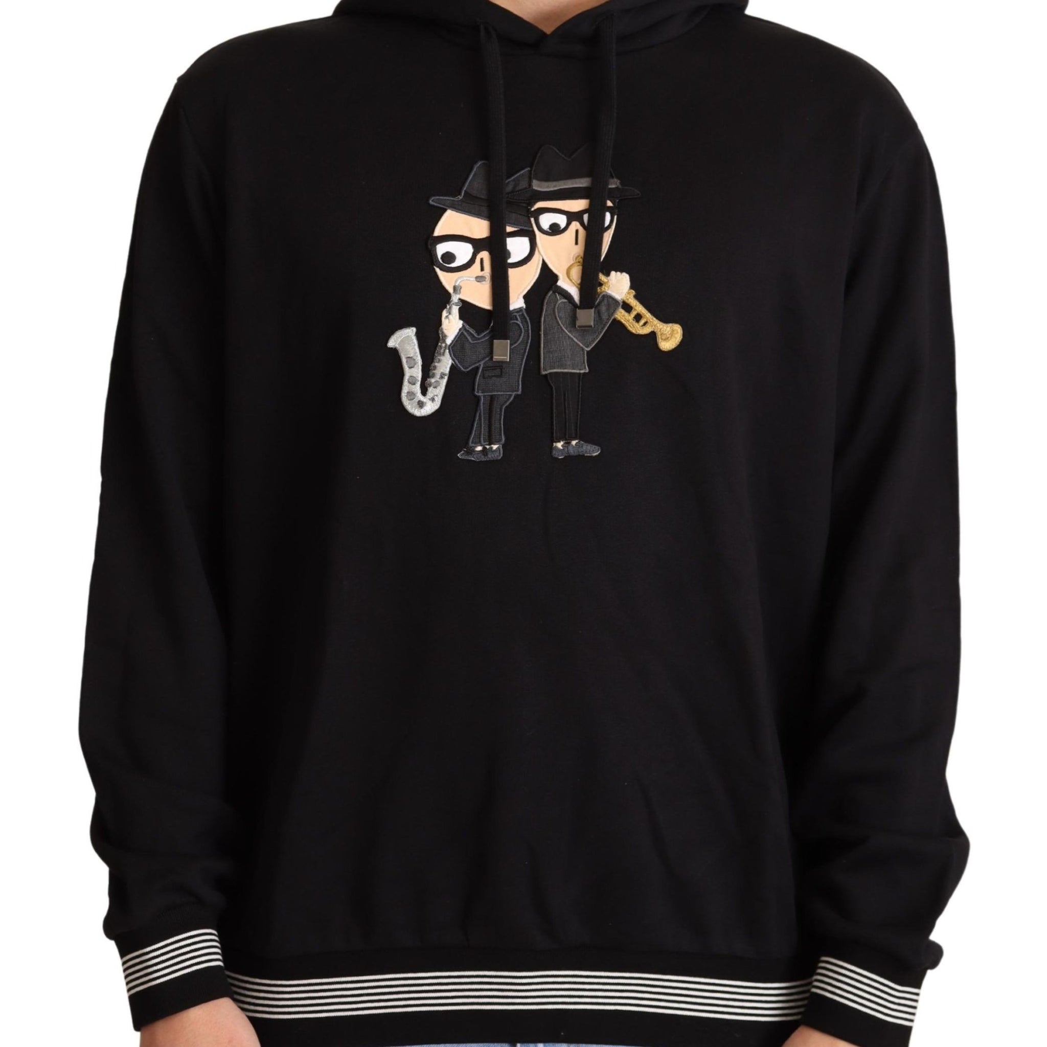 Black Cotton Hooded #dgfamily Sweater