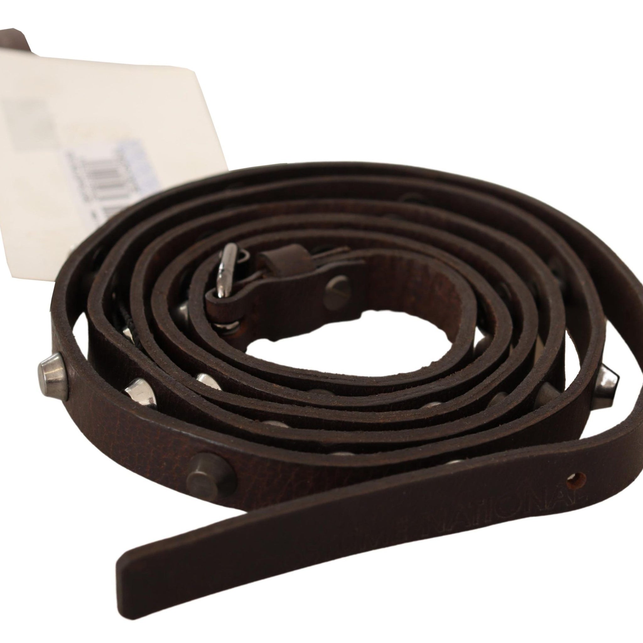 Brown Leather Silver Tone Buckle Belt