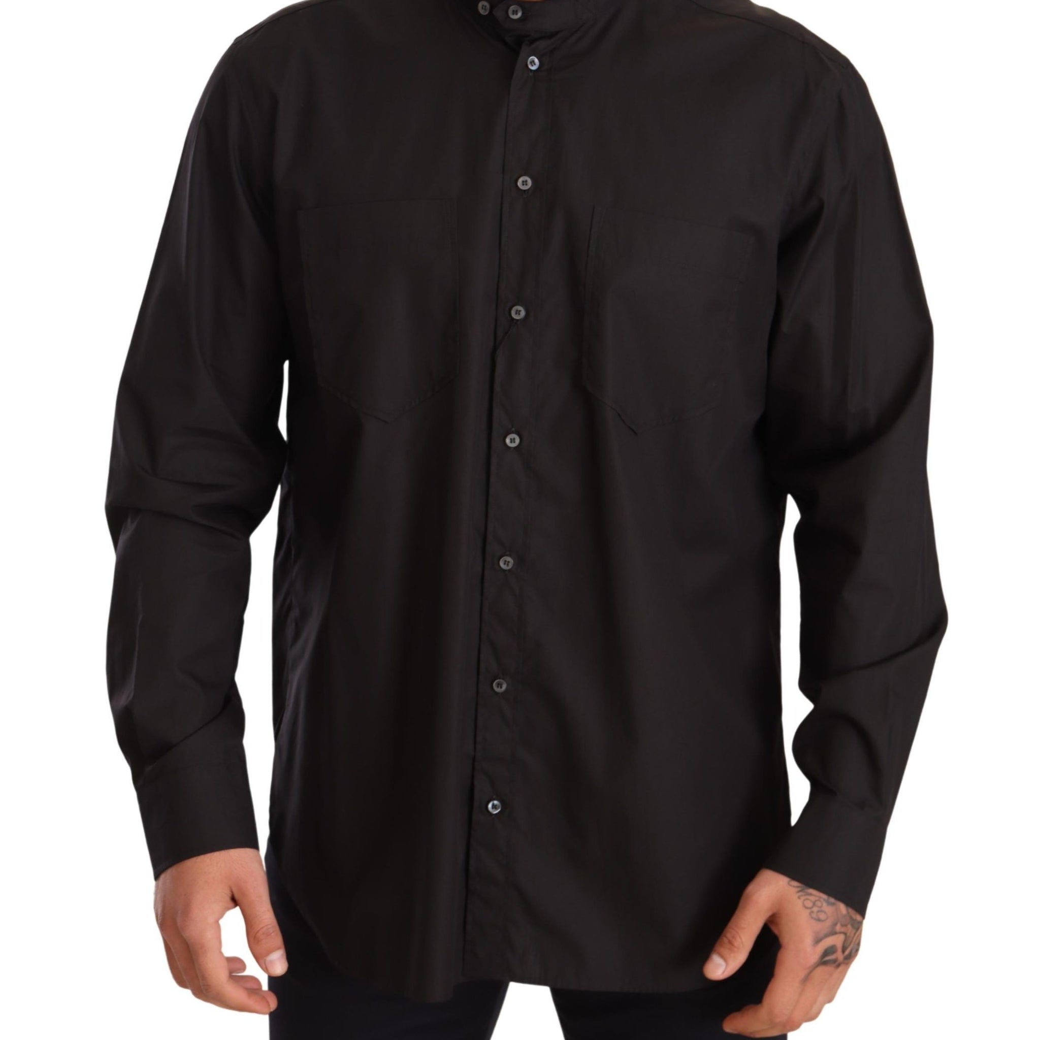 Black 100% Cotton Formal Dress Top Shirt