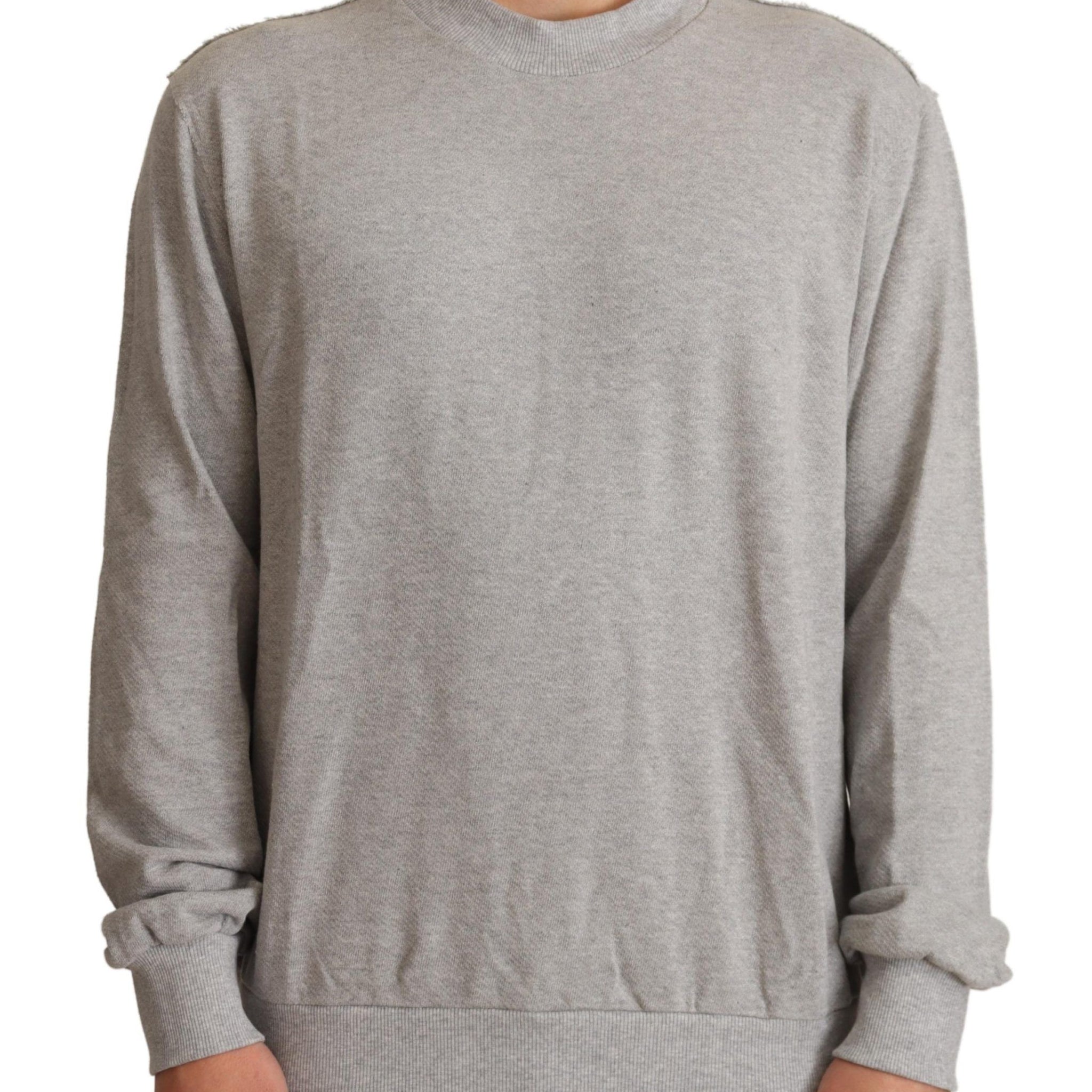 Gray Cotton Crewneck Pullover Sweater