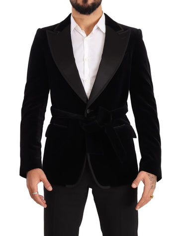 Black Velvet Single Breasted One Button Blazer