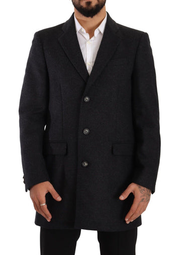 Dark Gray Wool Over Trench Coat Men Jacket