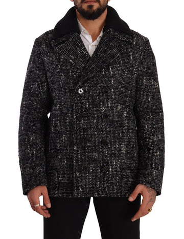 Black Wool Double Breasted Coat Men Jacket
