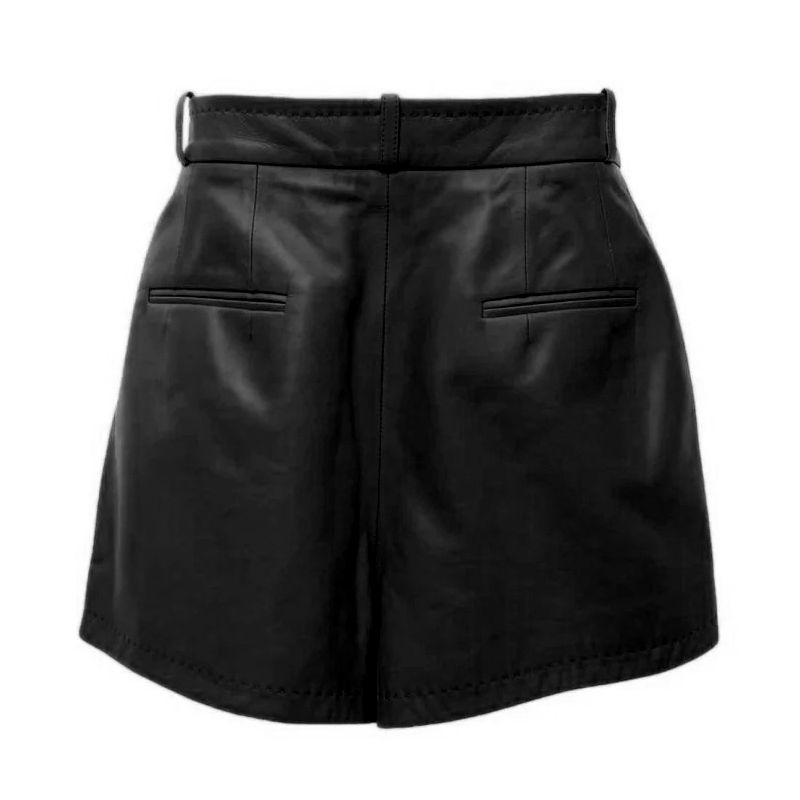 Black Lambskin Women's Short