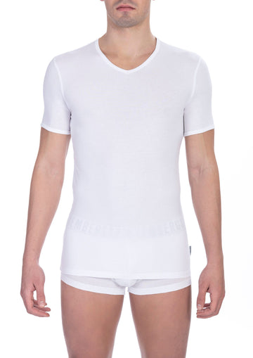 White Cotton Men's V-Neck T-Shirt