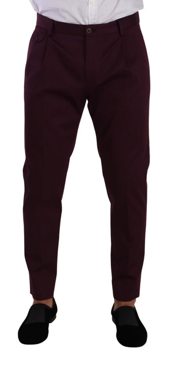 Purple Cotton Tapered Chinos Dress Pants