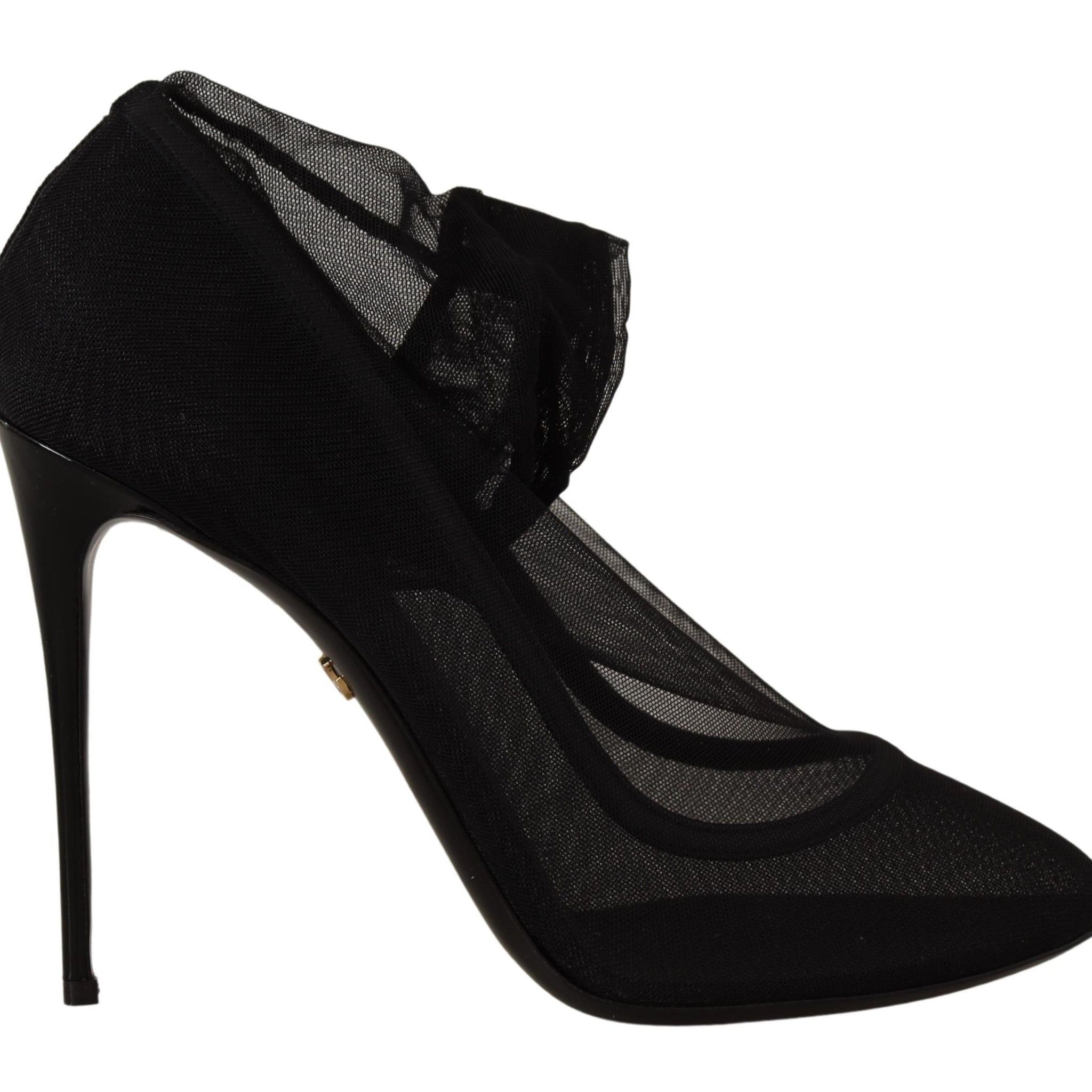 Black Tulle Stretch Boots Pumps Shoes