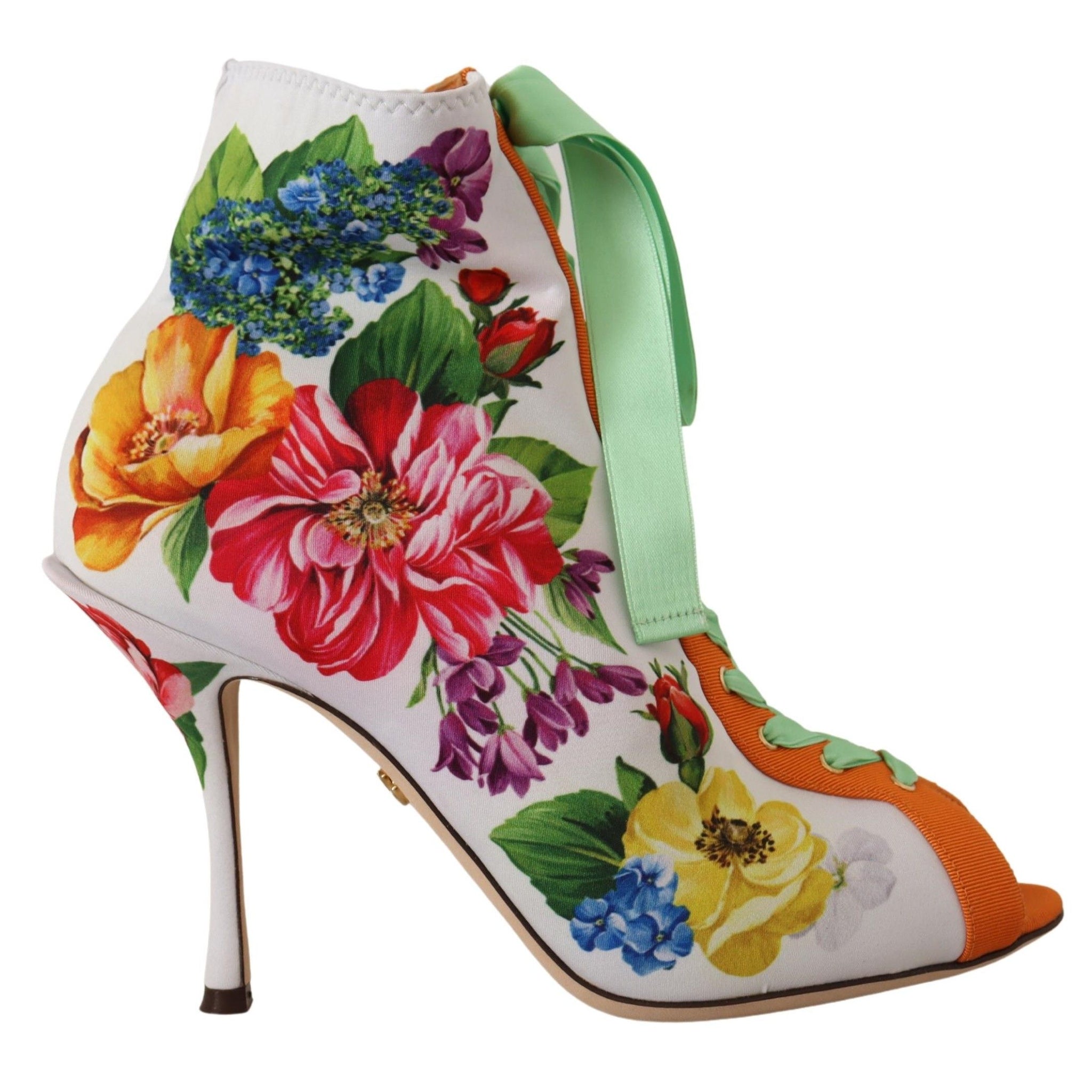 White Jersey Stretch Boots Open Toes Heels Shoes