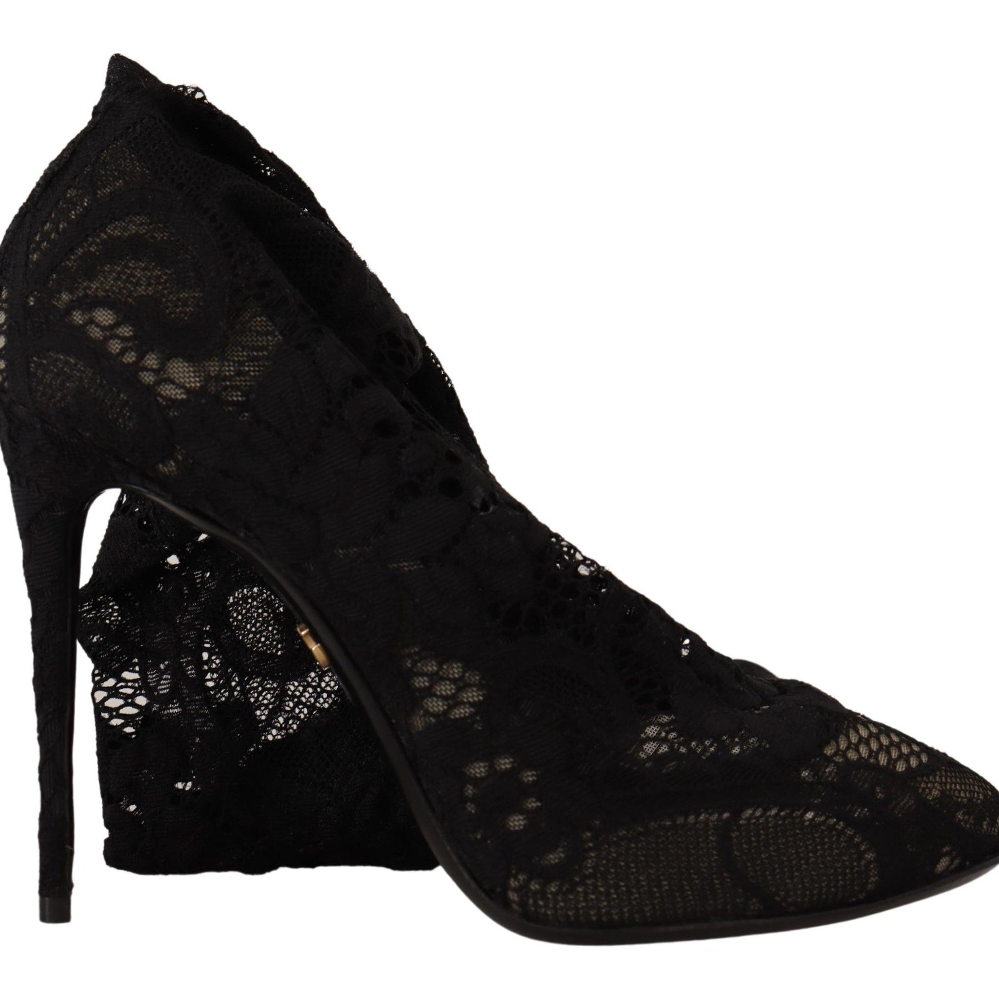 Black Stretch Socks Taormina Lace Boots Shoes