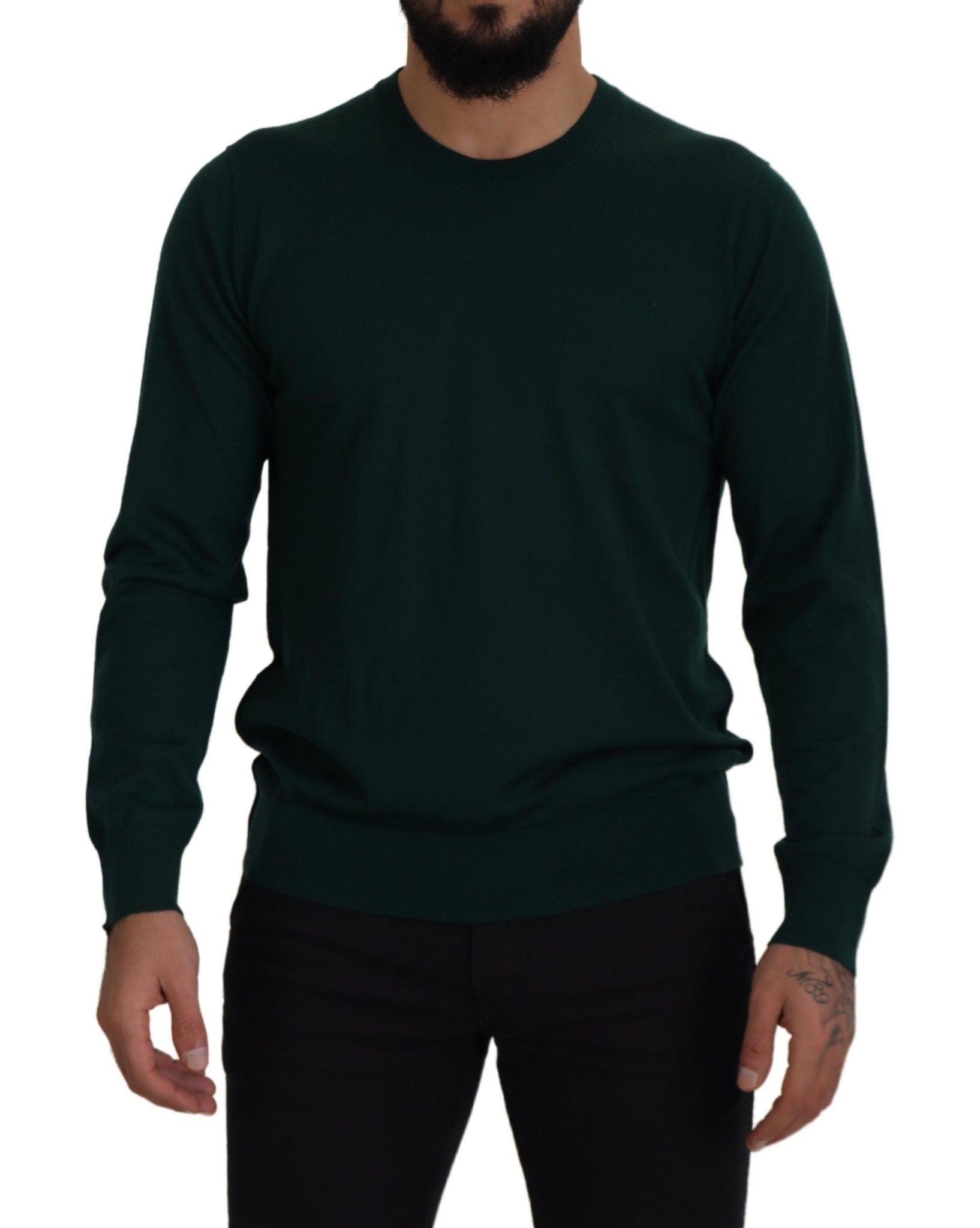 Green Cashmere Crewneck Pullover Sweater