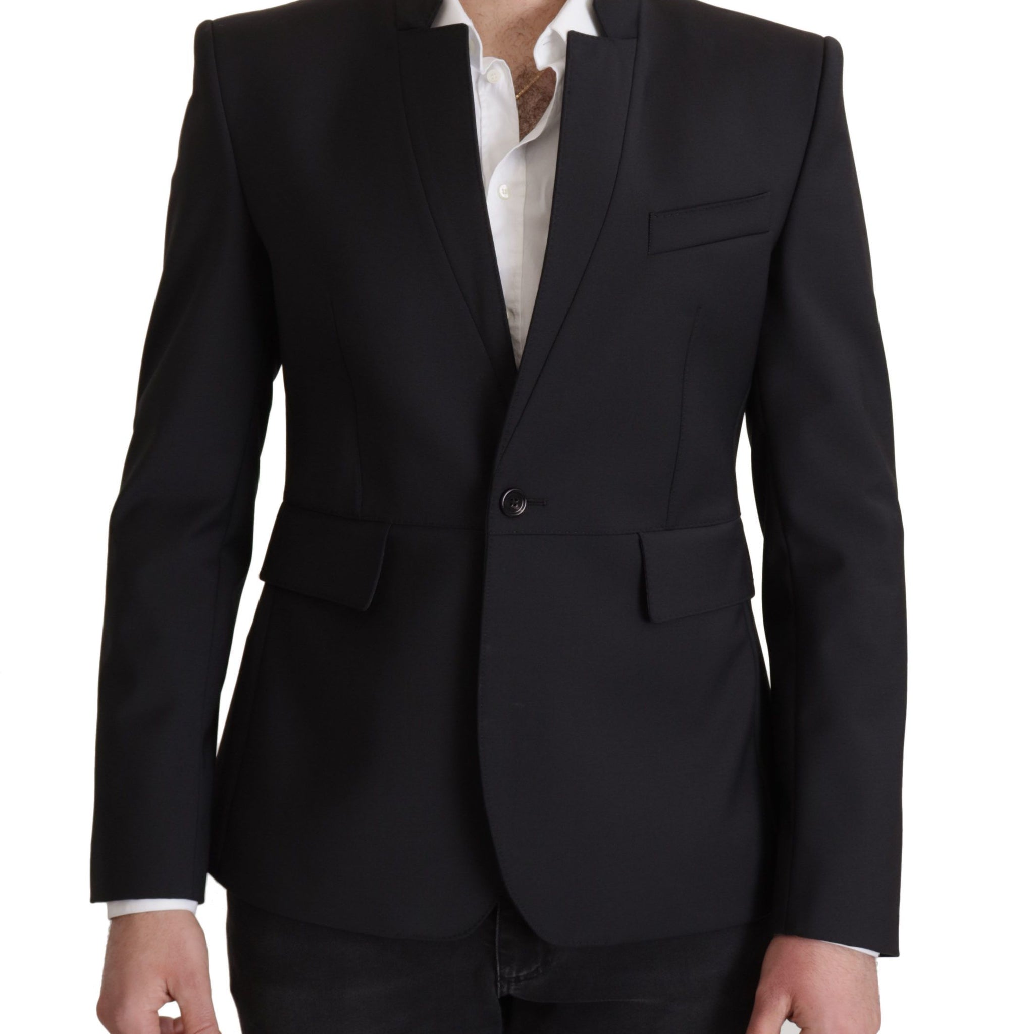 Black Wool Single Breasted Coat Men Blazer