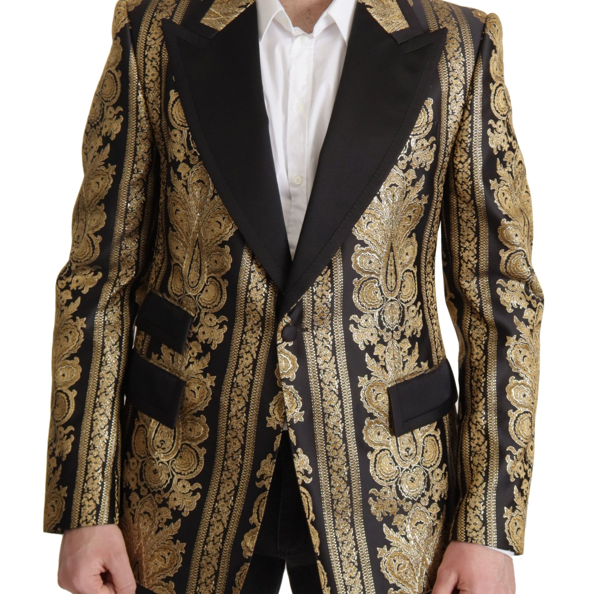 Black Gold Jacquard Single Breasted Blazer