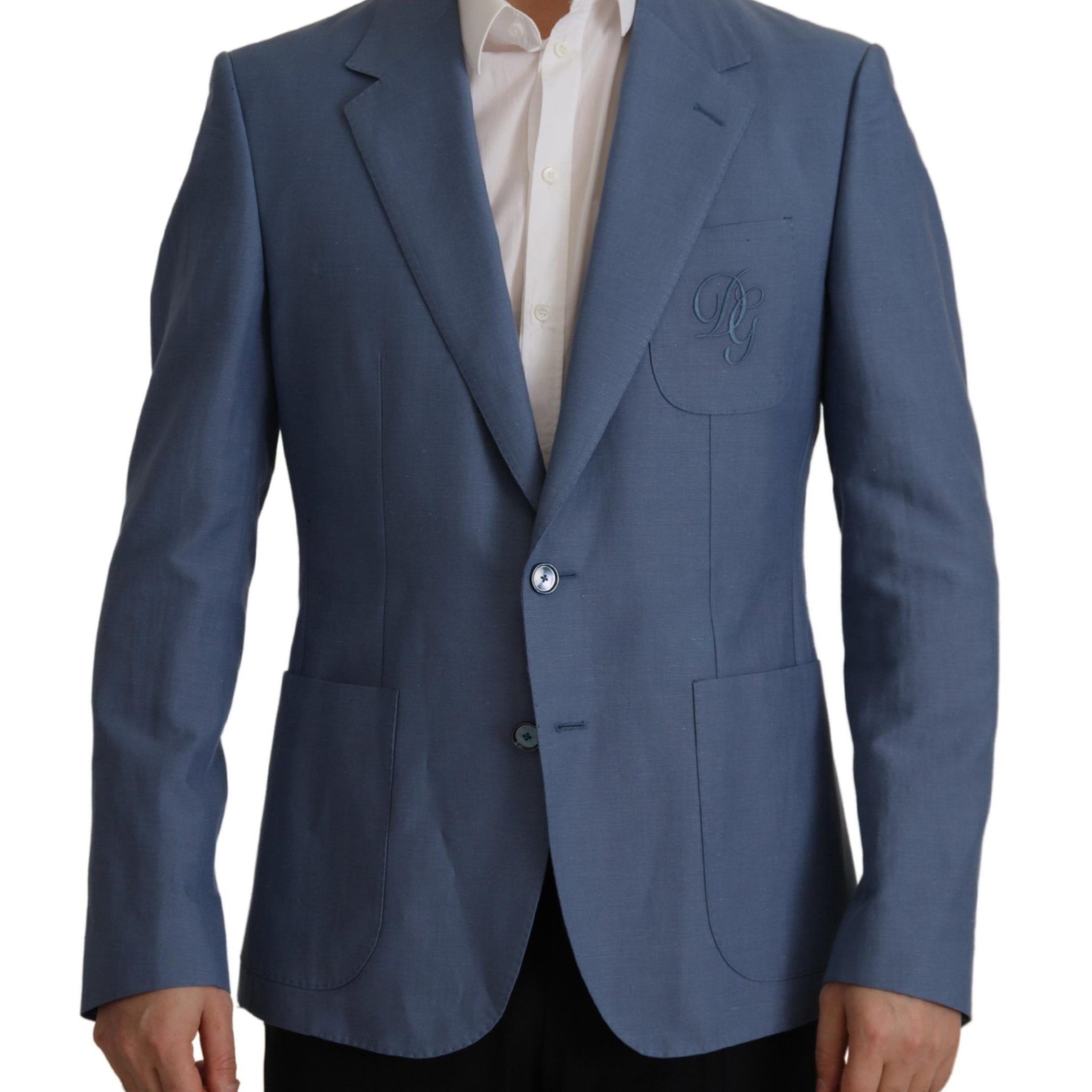 Blue Single Breasted Logo Blazer Jacket