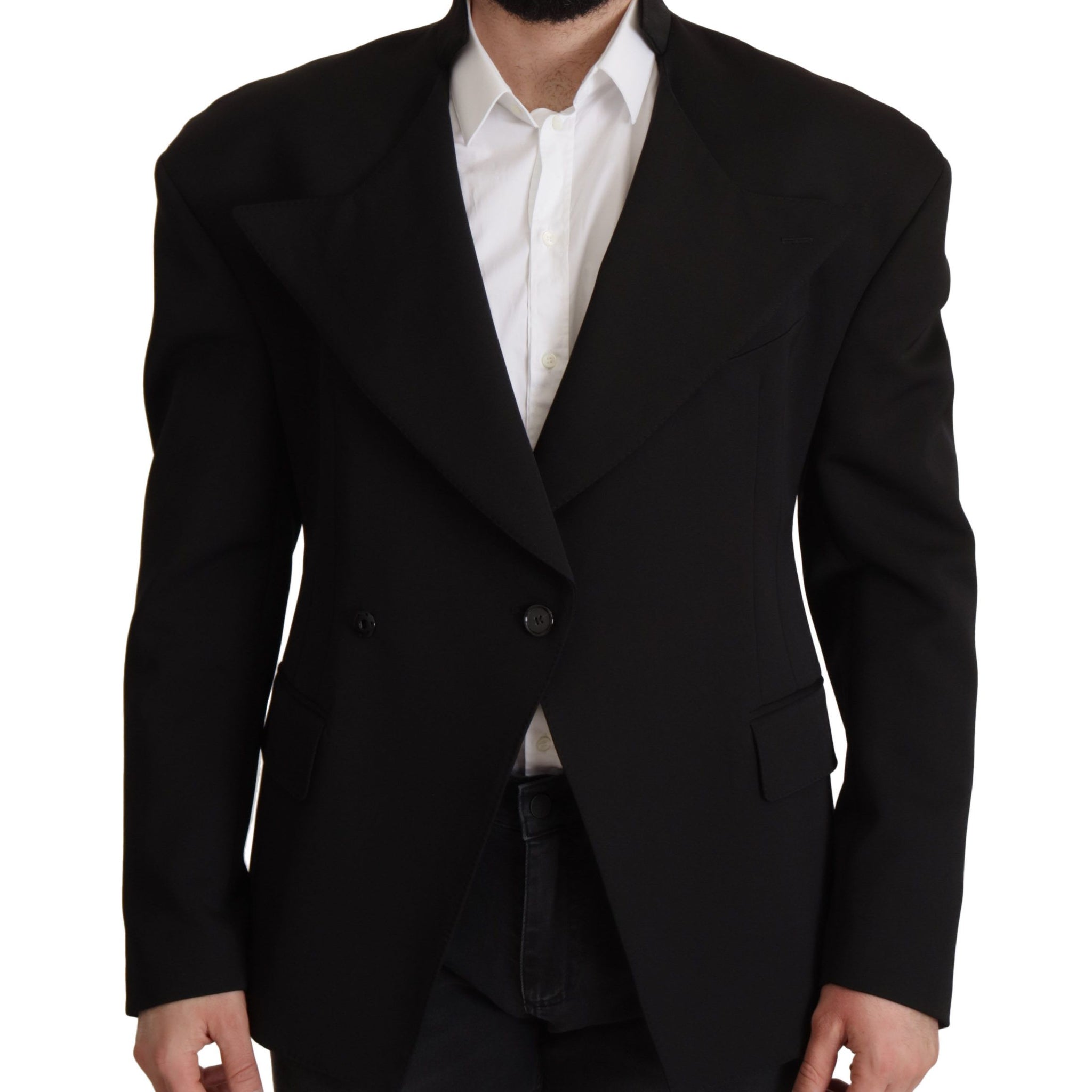 Black Wool Single Breasted Jacket Blazer