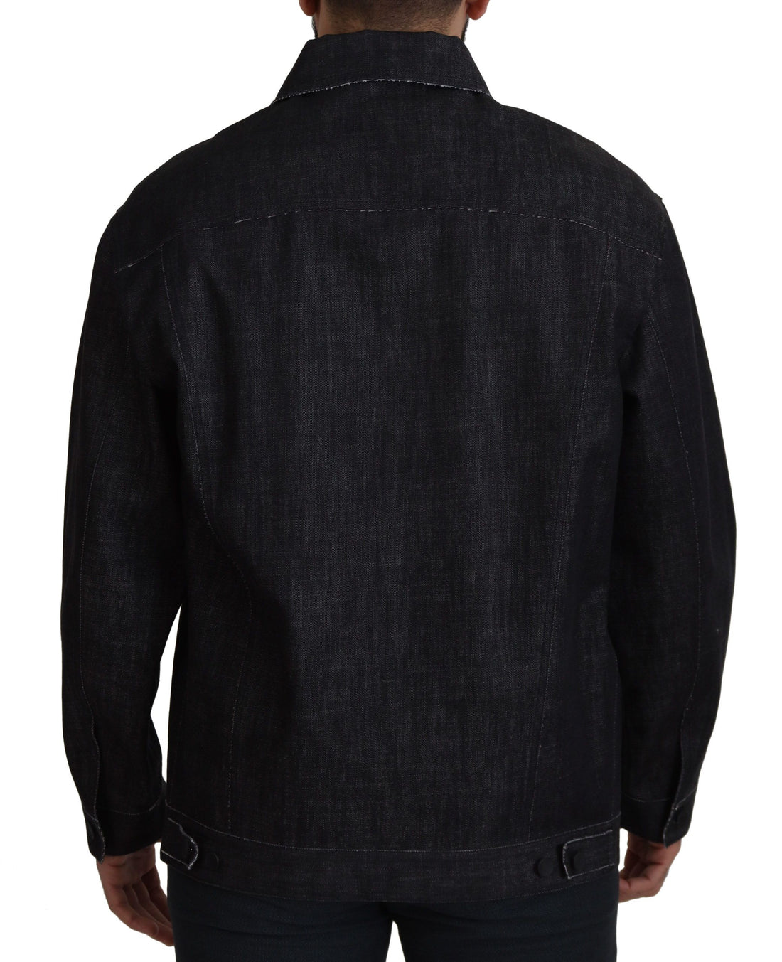 Black Cotton Full Button Denim Jacket