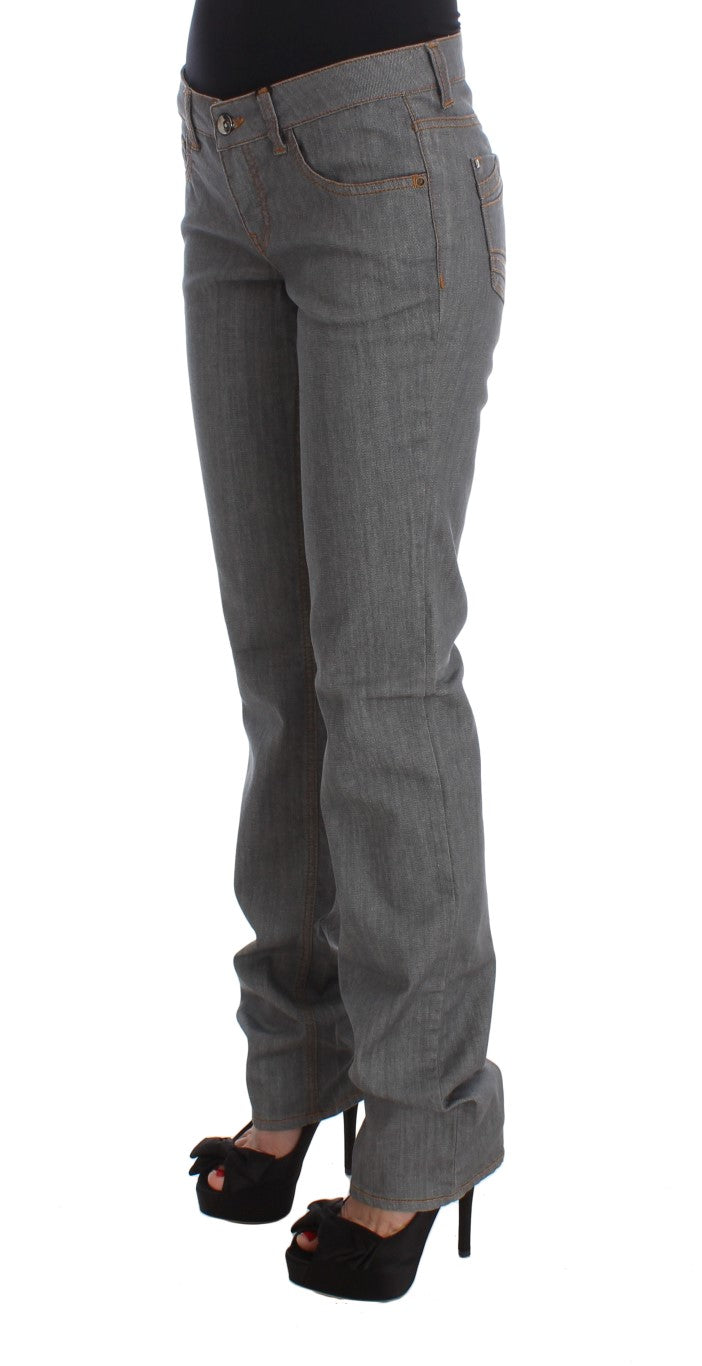 Gray Cotton Regular Fit Denim Jeans