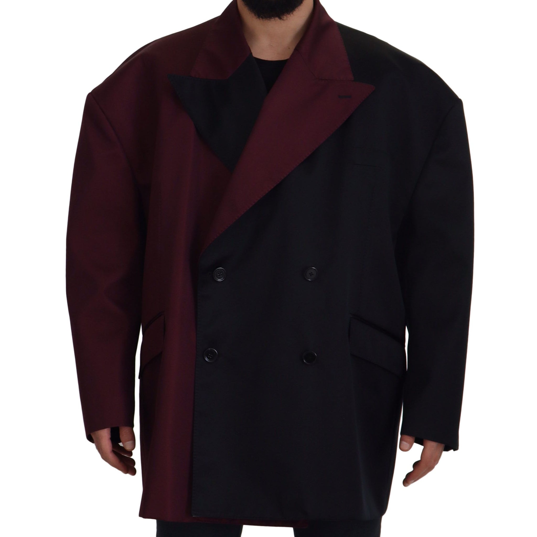 Bordeaux Polyester Double Breasted Jacket