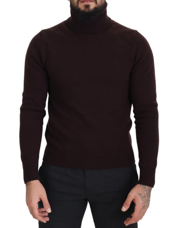 Brown Wool Turtle Neck Pullover Sweater