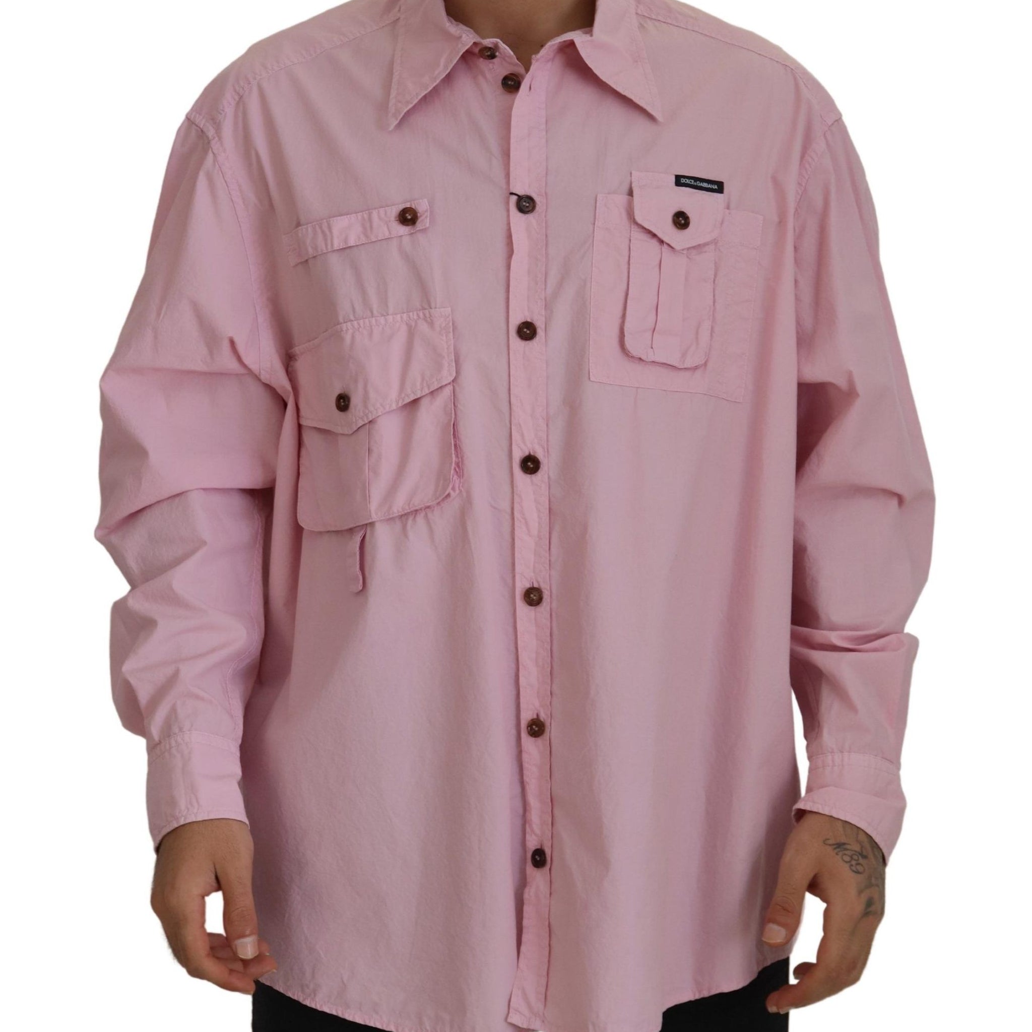 Pink Casual Button Down Long Sleeves Shirt