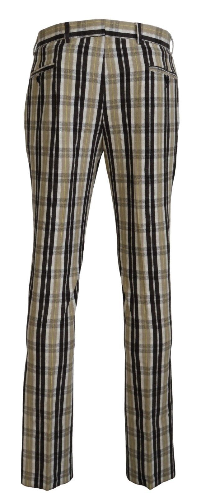 Multicolor Checkered Cotton Straight Fit Men Pants