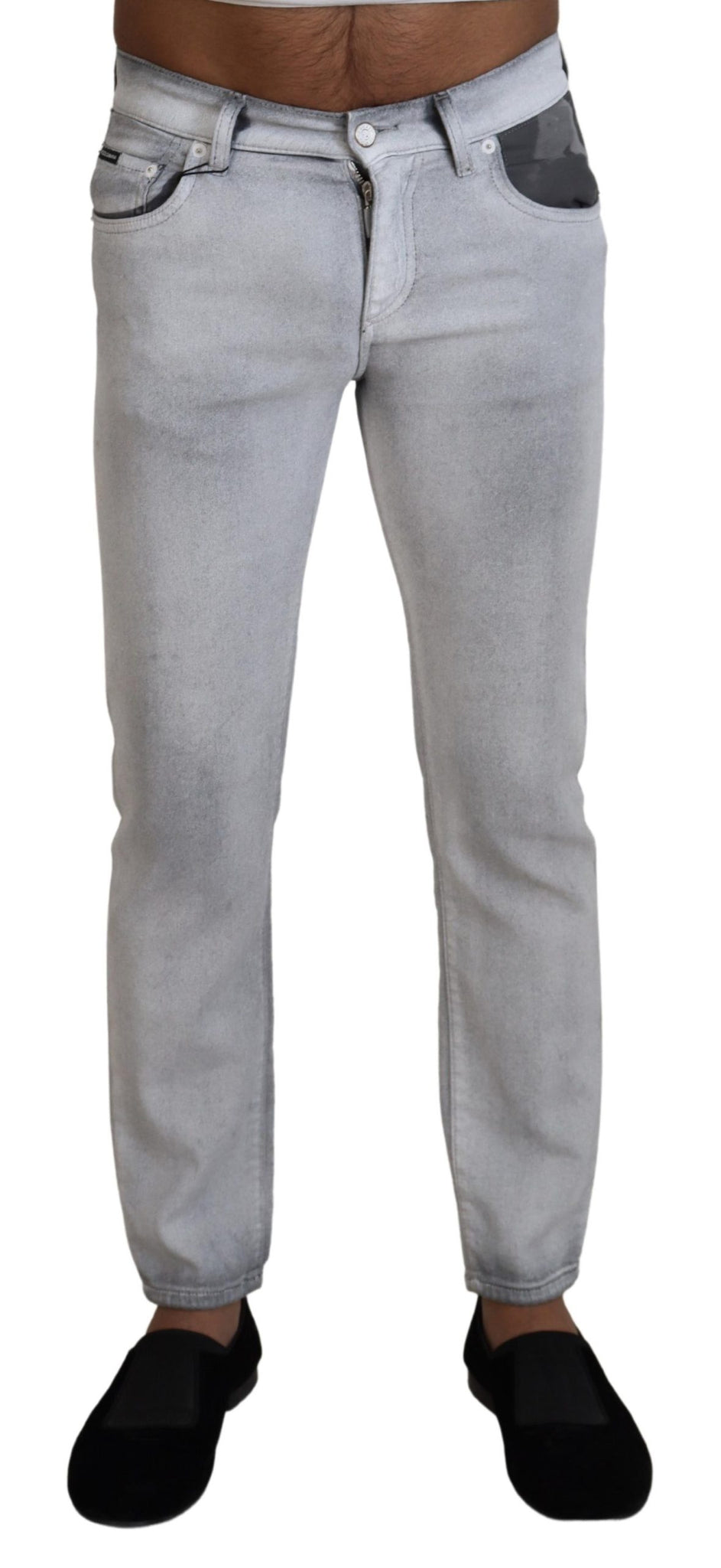 Gray Washed Skinny Men Denim Jeans