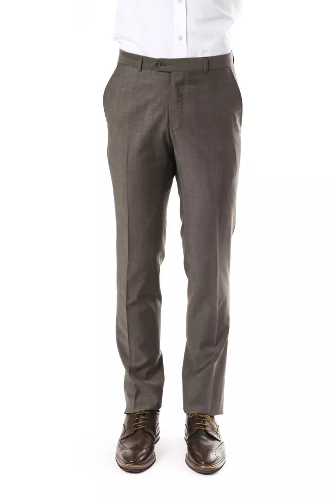 Gray Wool Men Suit Pant