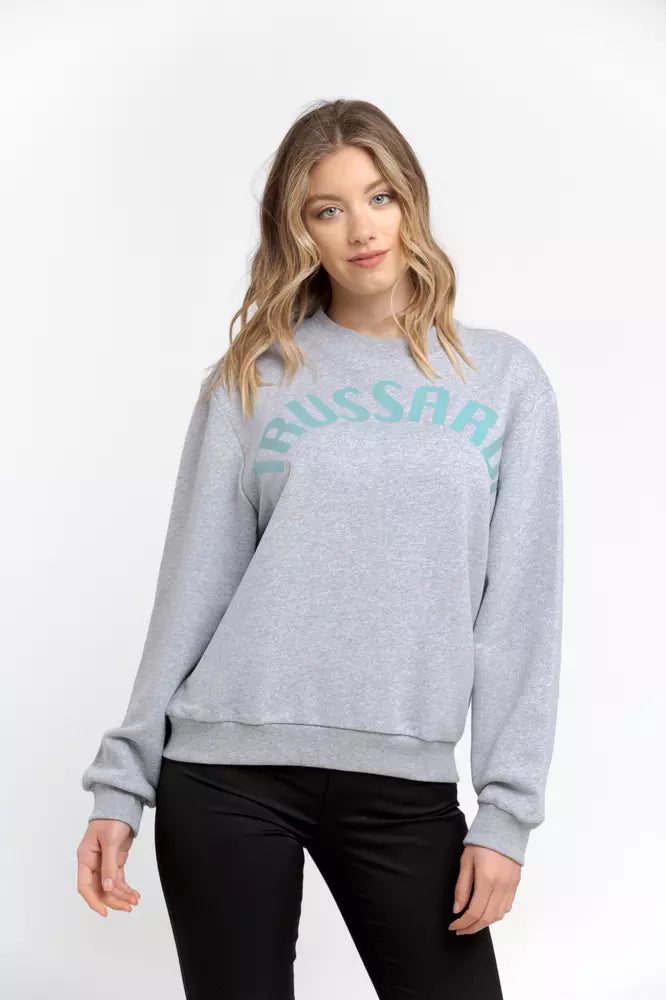 Gray Cotton Women Sweatshirt