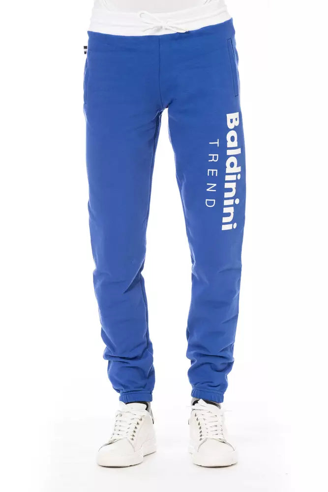 Blue Cotton Men Sport Pant