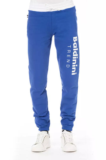 Blue Cotton Men Sport Pant