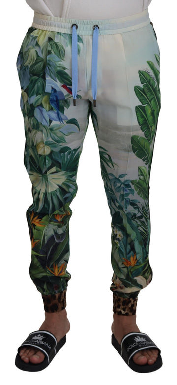 White Floral Printed Men Jogger Pants