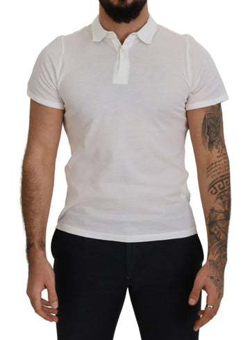 White Cotton Collared Short Sleeves Polo T-shirt