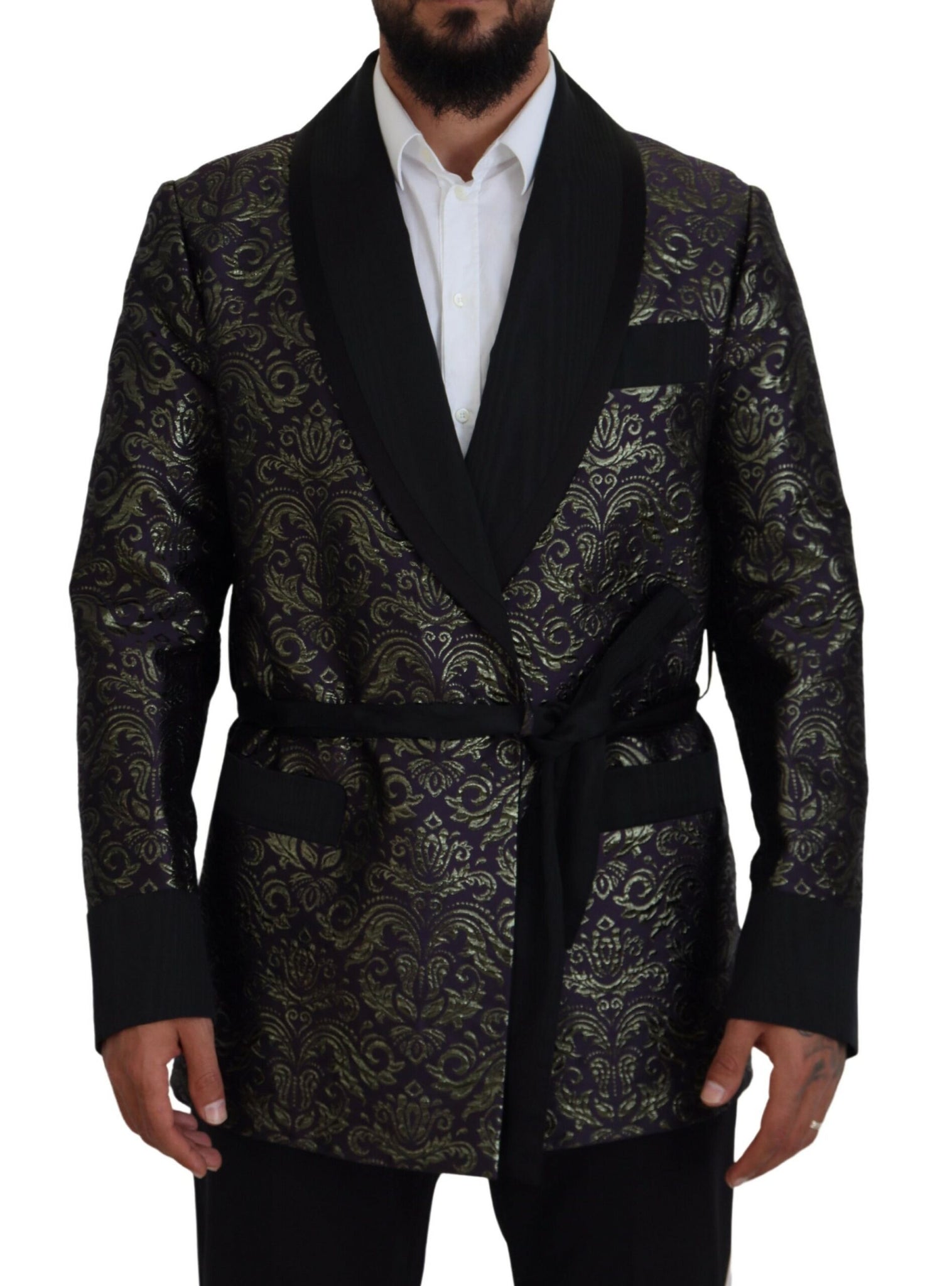 Gold Purple Baroque Jacket Blazer Robe