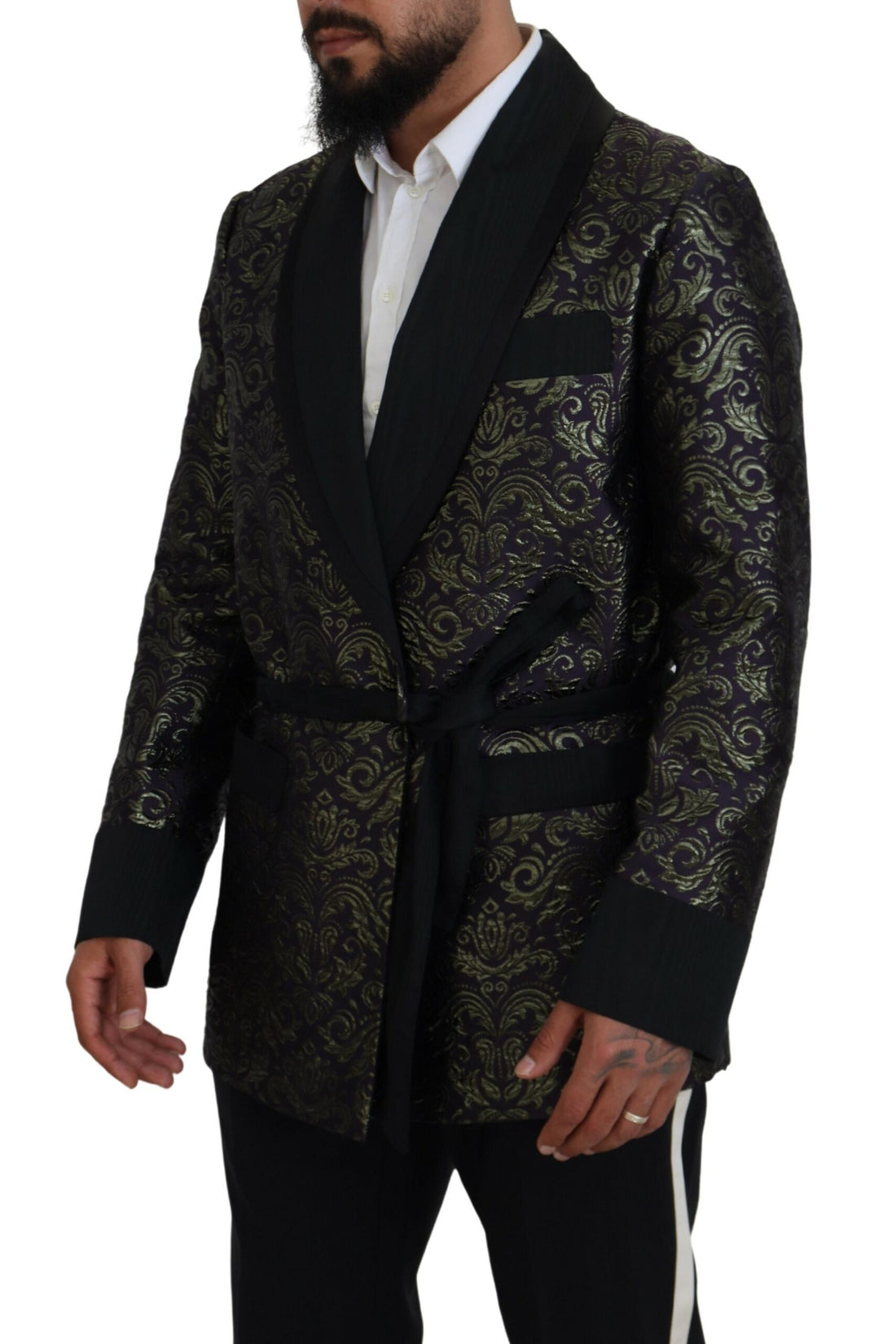 Gold Purple Baroque Jacket Blazer Robe
