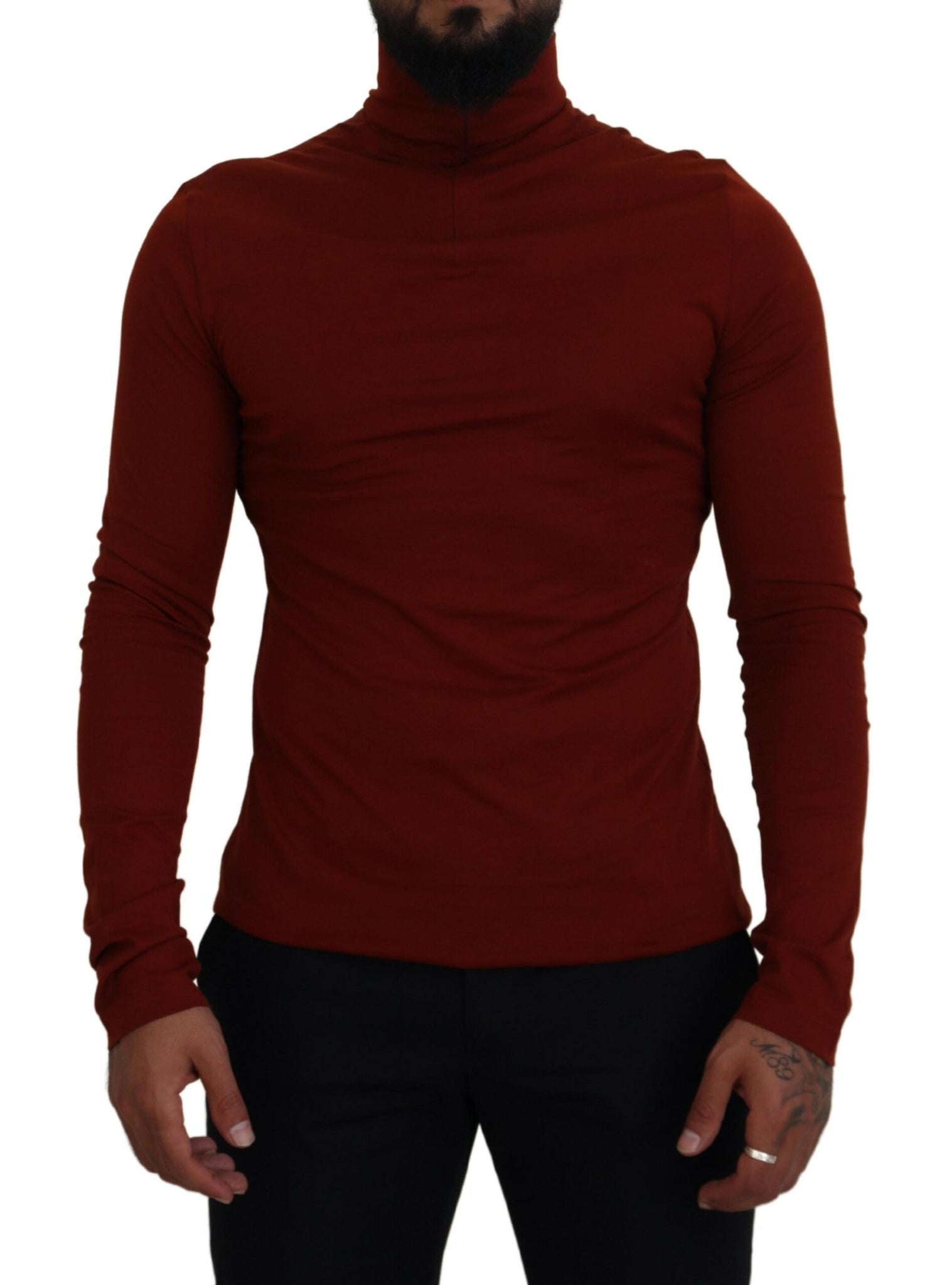 Maroon Cotton Turtle Neck Zip Sweater